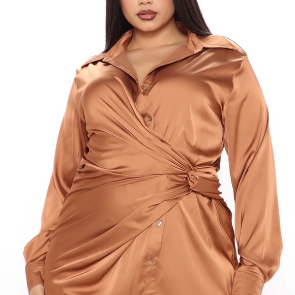 NWT Silk copper color dress Size XL - Picture 8 of 12